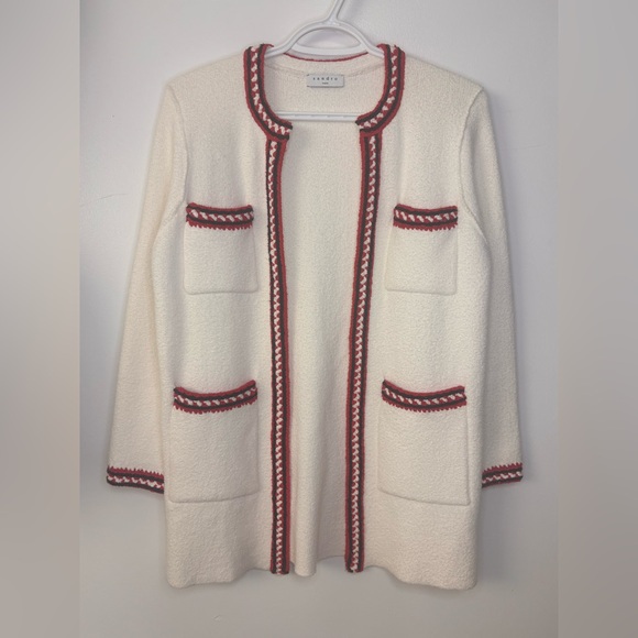 Sandro Luce Chunky Cotton-blend Cardigan In Ecru - Picture 8 of 14